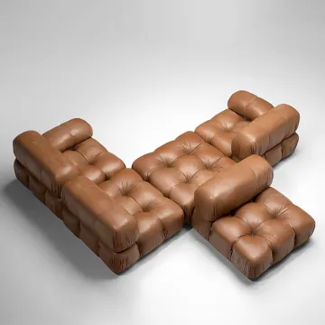 Contemporary Leather Sofa Set: Mario Bellini Modular Sectional Couch Furniture