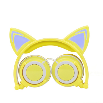 Headphone kartun Macoron LED headphone telinga kucing