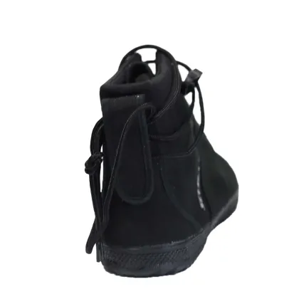 Black Canvas Shoes Rubber Outsole Lace-up Casual Shoes