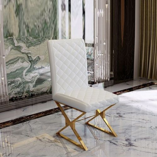 Light Luxury Stainless Steel Leather Art Dining Chair