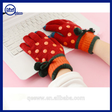 Yhao amazon supplier women touch screen magic winter knit gloves cute pattern smartphone gloves