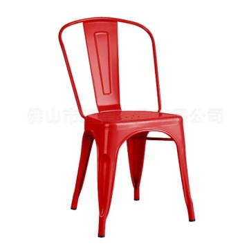 Vintage Metal Frame Dining Cafe Chair - Stackable Industrial Fashion