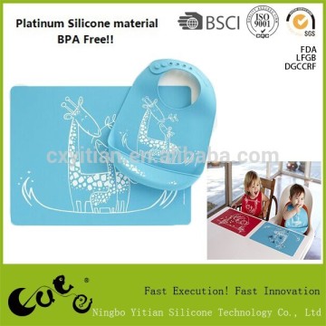 Eco-friendly silicone baby Bib and mat accept customization silicone baby bib