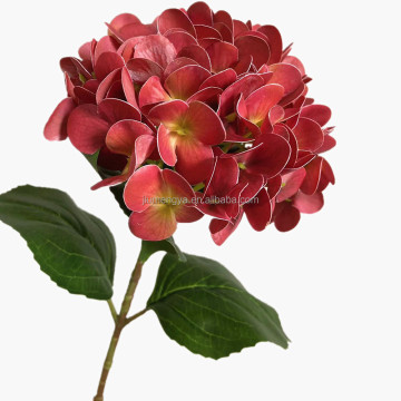 Artificial Hydrangea Flower with Big Green Leaves - Real Touch 3D Print Big Hortensia