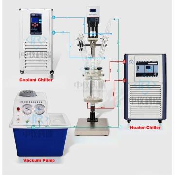 Kundenspezifische 10L 30L 50L 100L-Rührglasgefäßreaktor zum Erwärmen und Kühlen