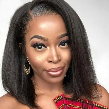 4x4 Lace Closure Natural Color Yaki Lace Bob Human Hair Wig 13x4 Transparent Kinky Straight Lace Front Bob Wig