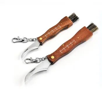 Folding Mushroom Knife with Wood Handle for Camping and Hunting