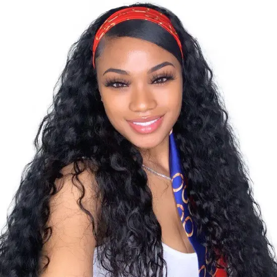 Wholesale Headband Wigs Human Hair Water Wave Wigs 100% Unprocessed Brazilian Remy Hair