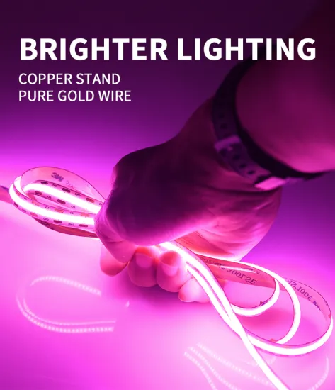 Pink DC12V 24V COB LED Strip Light High Density Flexible Tape Light Dimmable 3000K 4000K 6000K
