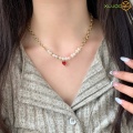 Inlay Pearl Zircon Fashion 18k Gold Plated Necklace