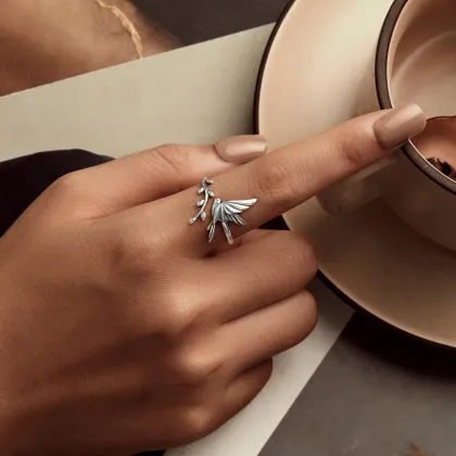 Fashion S925 Sterling Silver Kingfisher Adjustable Rings for Women - Birthday & Valentine's Day Gift