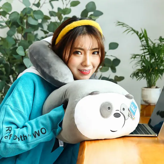 Genuine cartoon plush toy neck pillow warm hands three naked bears girl lovely gift