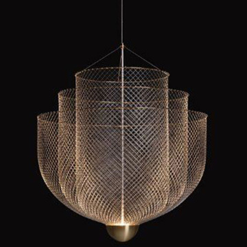 Modern Restaurant Lighting Mesh chandelier Rose gold Iron LED Metal hanging Pendant Lamp