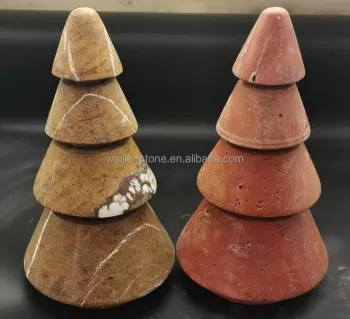 Travertine Stone Christmas Tree Ornament - Marble Doll Home Decor Candle Holder Accessories