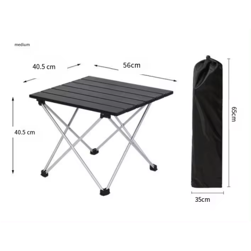 Outdoor Folding Table Camp Picnic Table Ultralight Roll up Mini Aluminum Lightweight Portable Folding Foldable for Outdoor Hiking Black Metal Factory