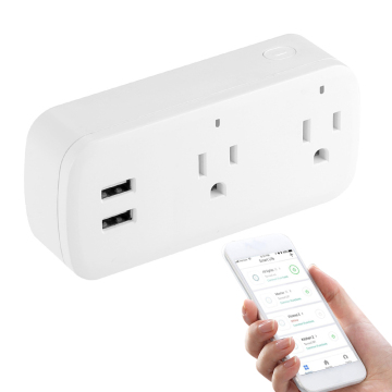 Smart WiFi Double Wall Socket مع شاحن USB AC - قابس الولايات المتحدة