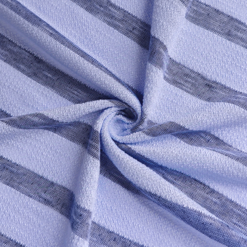 Custom Wholesale Soft Breathable 220gsm Cotton Polyester Knitted Yarn Dyed Stripe Jacquard Fabric for Women Clothes