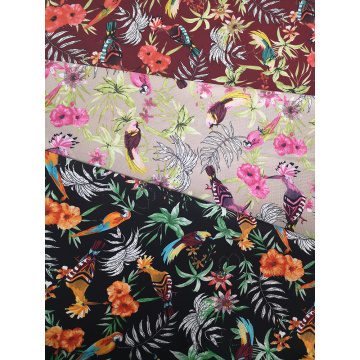 Birds Design Polyester Bubble Crepe Printing Fabric