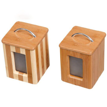 Bamboo airtight canister with visible window