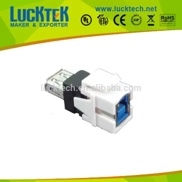 USB Keystone Insrt, USB3.0 BF TO AF ADAPTER, Flush Type, Gold Plated
