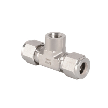 SS316L/SS304 Stainless Steel Double Ferrule Female Branch Tee Compression Fittings