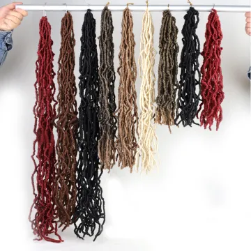 Synthetic Hair Bobbiboss Red Nu Locs 18 36 inchesCrochet Hair Braids Dreadlocks Goddess Faux Locs Wavy Preloop Crochet Braiding
