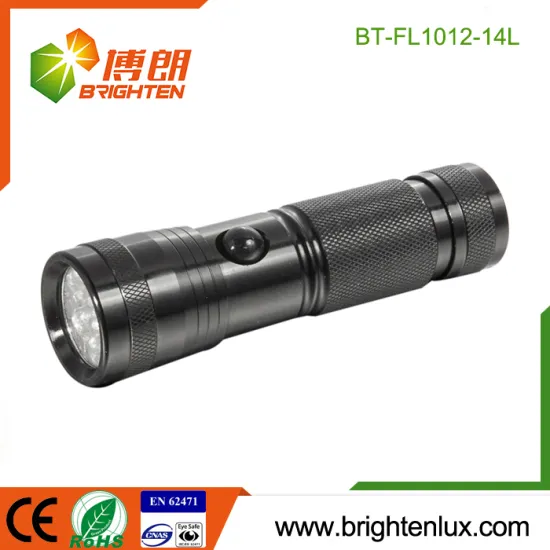 Factory Bulk Sale 3*AAA Battery Powered Handheld Hotel Used Blue Light Metal Material 390nm 14 led uv Torchlight