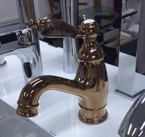 Rose Gold Jade Lever Basin Mixer Faucet