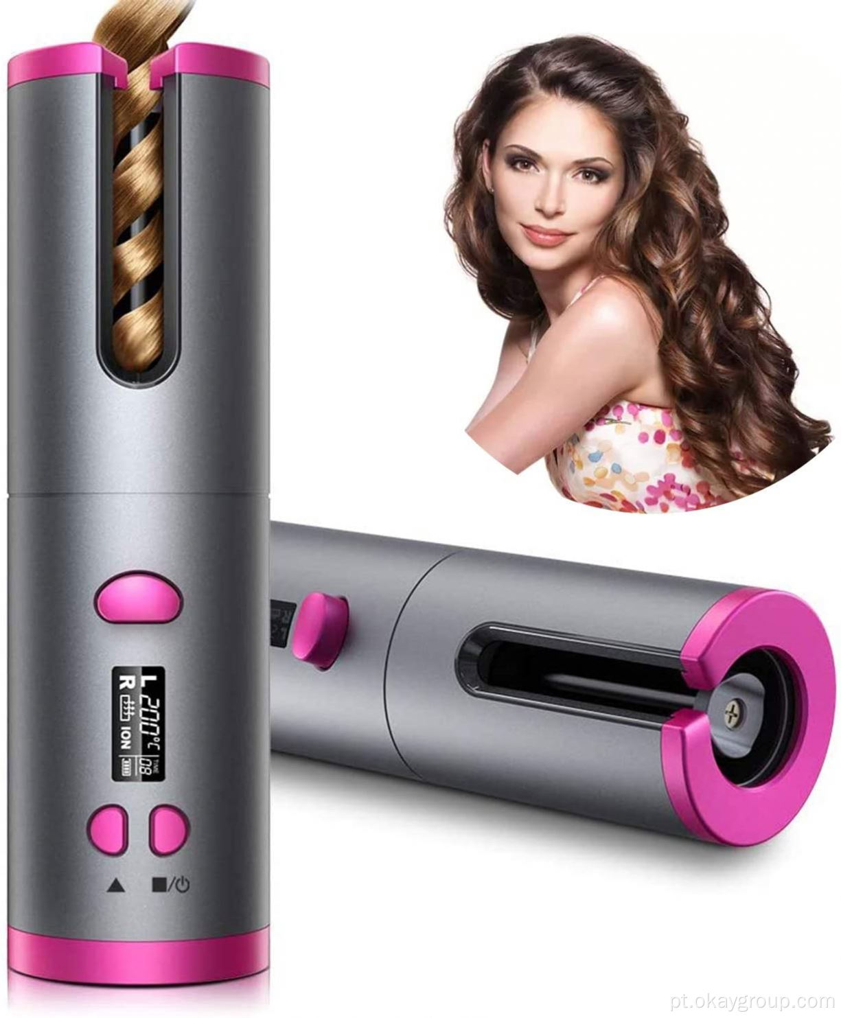 Curling Iron Barril de Cerâmica Portátil Automático Cabelo Curling