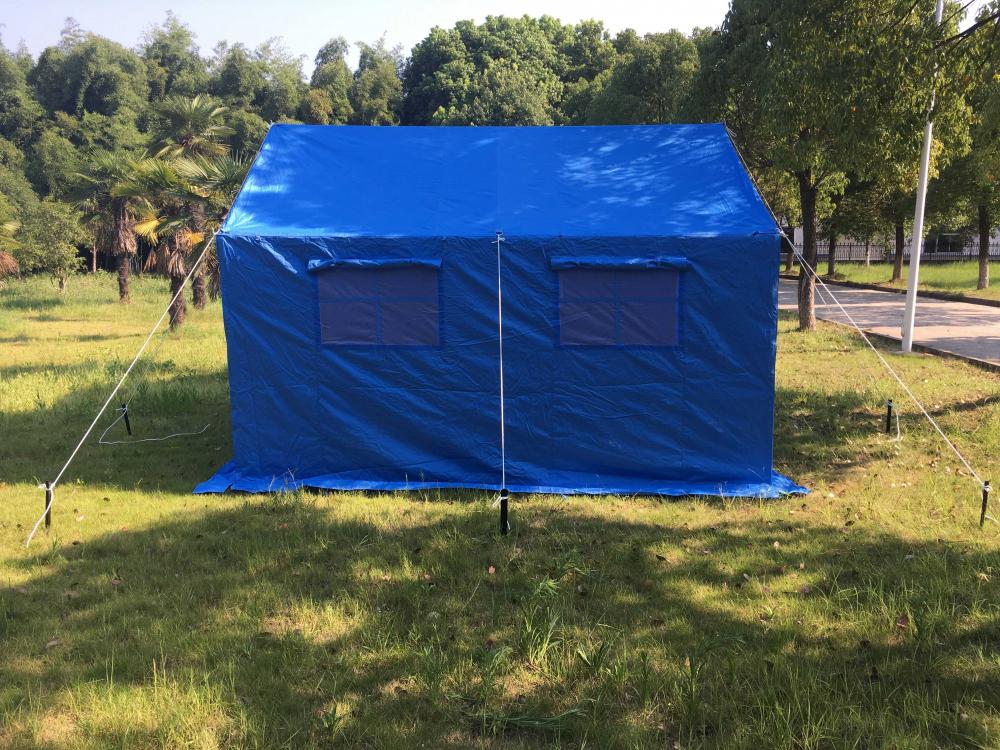 Tenda de moldura metálica azul