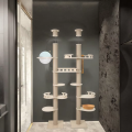Modular DIY Luxury Wooden Cat Scratcher Tower Climbing Condo Soft Rest Platform Strong Base Eco-Friendly Pet Furniture