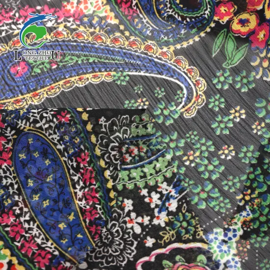 Wrinkled Crepe Chiffon Rotary Printing Fabric