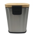 Square Bamboo Lid Trash Can