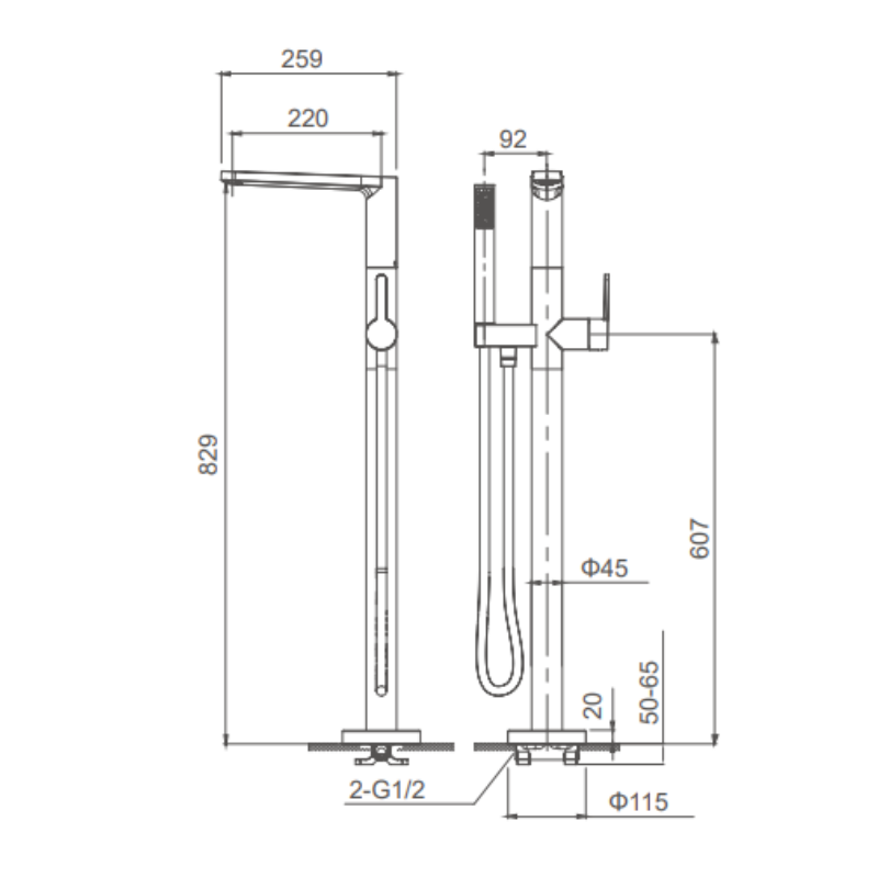 standing shower mixer