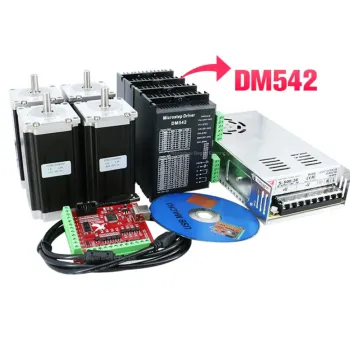 Nema23 3Nm DC Stepper Motor Kit with DM542 Driver, Power Supply, and CNC Interface Board