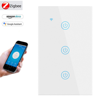 مفتاح 4 Gang Smart Home Switch مع توافق Alexa وشاشة اللمس البلورية الزجاجية