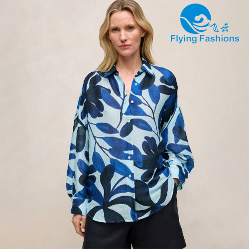 قميص مطبوع عصري بأكمام طويلة