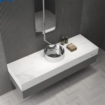Artistic Round Ceramic Washbasin for Hotel Bathroom - Small Silver Basin