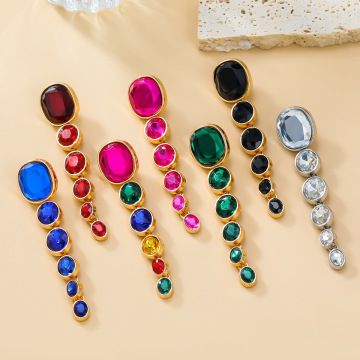 2024 NOUVEAUX BIJOITES DE LA MODE: Boucles d'oreilles ovales multicouches exagérées colorées exagérées