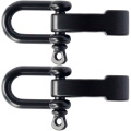 QingGear 2pcs Adjustable Shackles Buckle Sets Black U-Shaped With 4 Holes for Paracord Outdoor Rope DIY Survival Bracelets