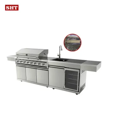 Large Outdoor BBQ Island Kithchen Gas Grill with Cast Iron Griddle