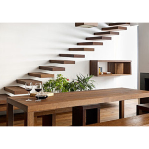 Solid Wood Walnut Modern Floating Stairs