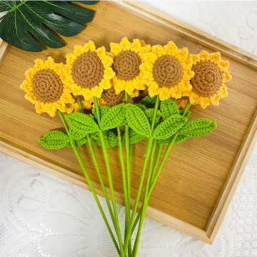 Handmade Knitted Sunflower in Vase - Wholesale Decor for Mother's Day Gift