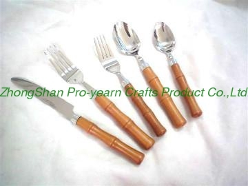 Hot-sell 5pcs cutlery set with wooden handle