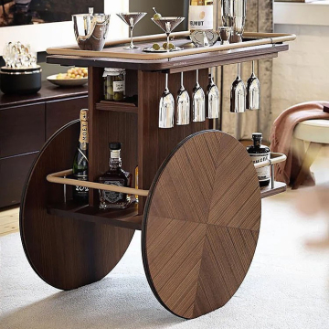 Customizable Design Wooden Serving Cart with Iron Metal Frame and Black Finish: Perfect for Potable Food Service