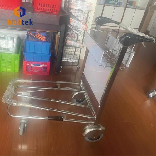 2 tiers stainless steel airport luggage trolley