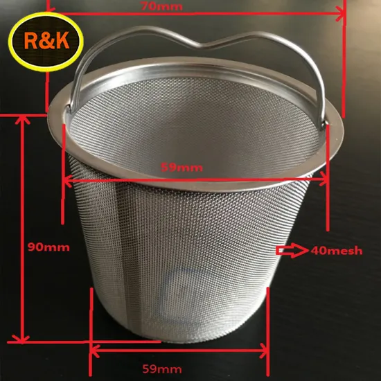 High quality micron stainless steel coffee filter wire mesh strainer cylinder with handle