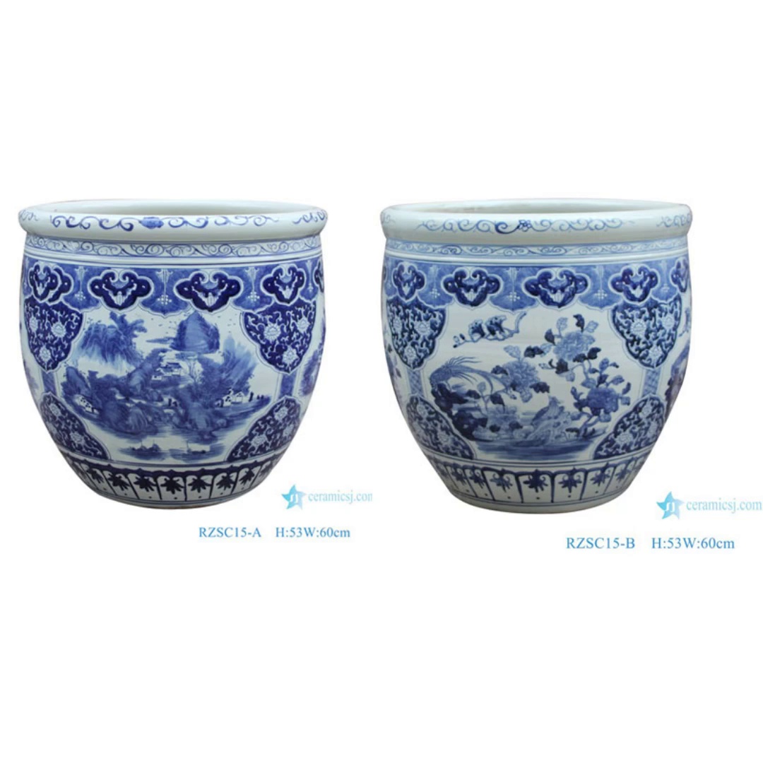 Blue and White Mackerel Algal Pattern Tank Planter