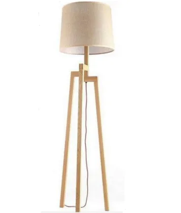 Home lighting fabric lamp shade wooden standing floor lamp tripod floor light
