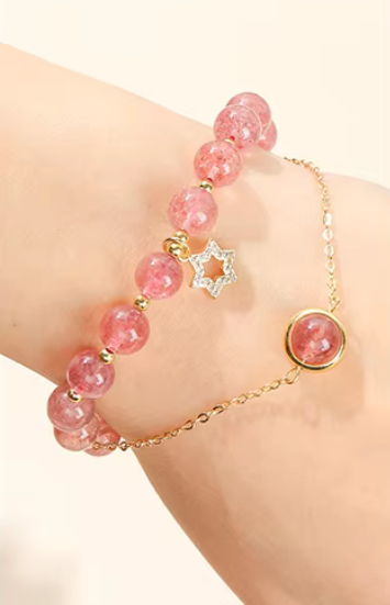 3A Natural Strawberry Quartz Lucky Beads Bracelet